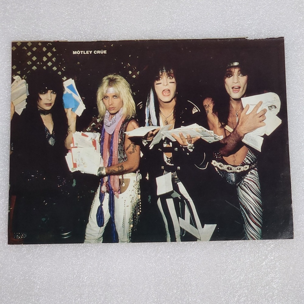 Motley Crue hair band color vintage poster clipping 8x10 1980s